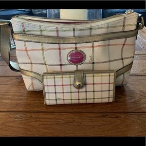Coach White Plaid Purse